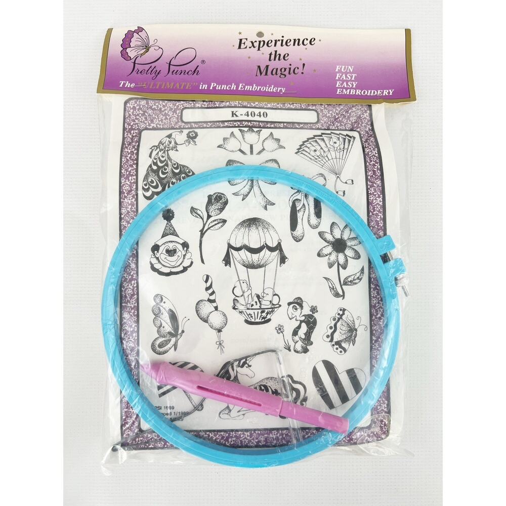 Vintage Pretty Punch The Magic of Punch Embroidery Kit K-4040 Designs 1989
